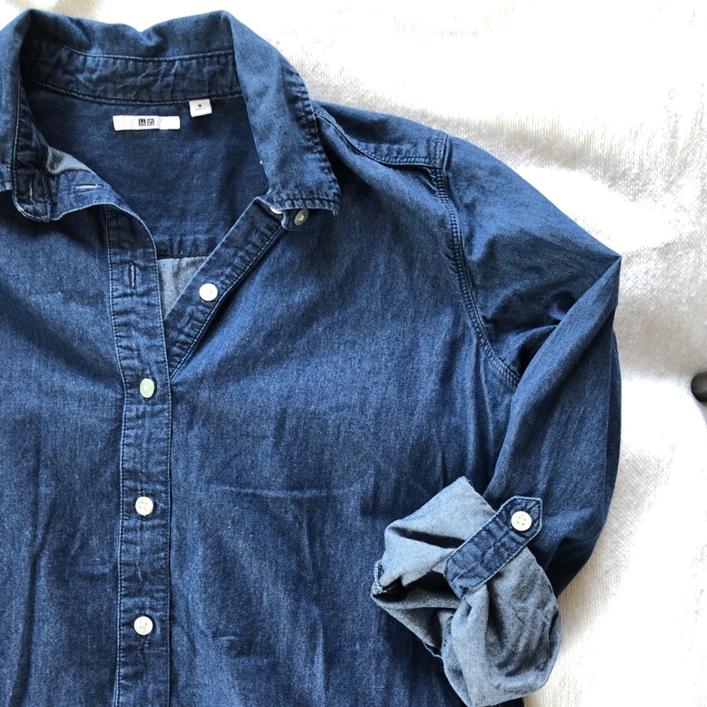 Uniqlo denim shirtdress with pockets